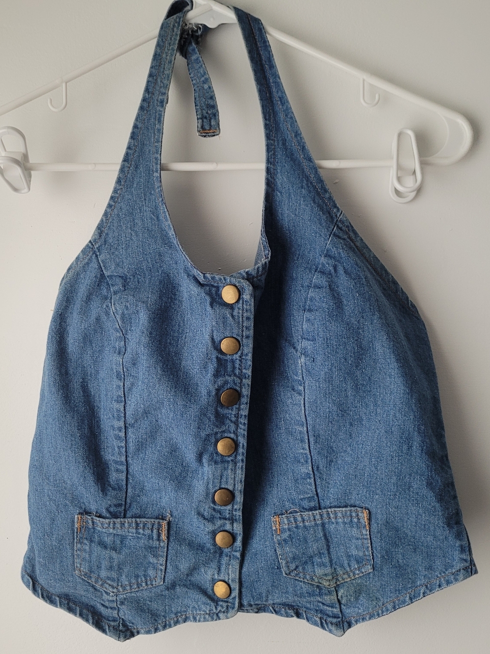 Vintage 1970s Rumble Seats by Wilkins Denim Halter Top Size 2